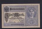 Deutsches Reich, Kaiserreich, 5 Mark Ro.54c, DEU-61b, Udr. grauviolett, KN 8 stellig, Serie: X, -