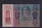 Österreich 50 Kronen mit Aufdruck DEUTSCHÖSTERREICH, -