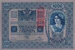 Österreich 1000 Kronen mit Aufdruck DEUTSCHÖSTERREICH, senkrecht, -