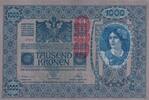 Österreich 1000 Kronen mit Aufdruck DEUTSCHÖSTERREICH, senkrecht, -