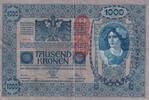 Österreich 1000 Kronen mit Aufdruck DEUTSCHÖSTERREICH, senkrecht, -