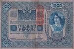 Österreich 1000 Kronen mit Aufdruck DEUTSCHÖSTERREICH, senkrecht, -