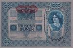 Österreich 1000 Kronen mit Aufdruck DEUTSCHÖSTERREICH, waagerecht mittig über Adler, -