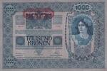 Österreich 1000 Kronen mit Aufdruck DEUTSCHÖSTERREICH, waagerecht mittig über Adler, -