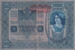 Österreich 1000 Kronen mit Aufdruck DEUTSCHÖSTERREICH, waagerecht , ohne Auflage, -