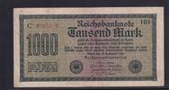 Weimarer Republik, Reichsbank, 1000 Mark Ro.75h, DEU-84e, Wz. Mäander, KN 5 stellig braun, FZ:HH, -