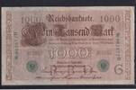 Deutsches Reich, Kaiserreich, Reichsbank, 1000 Mark Ro.46a, DEU-69a, Siegel grün, KN 6stellig, Serie: D, Udr. Bst. G, -