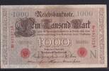 Deutsches Reich, Kaiserreich, Reichsbank, 1000 Mark Ro.45a, DEU-40a, KN 6 stellig, Siegel rot, Serie: A, Udr. Bst.N, -