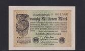 Weimarer Republik, Reichsbank, 20 Millionen Mark Ro.107g, DEU-121a, Wz. Gitter, FZ:WH -