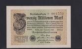 Weimarer Republik, Reichsbank, 20 Millionen Mark Ro.107g, DEU-121a, Wz. Gitter, FZ:WH -