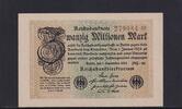 Weimarer Republik, Reichsbank, 20 Millionen Mark Ro.107g, DEU-121a, Wz. Gitter, FZ: PG, -