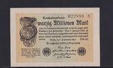 Weimarer Republik, Reichsbank, 20 Millionen Mark Ro.107g, DEU-121a, Wz. Gitter, FZ: BM, -
