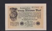 Weimarer Republik, Reichsbank, 20 Millionen Mark Ro.107g, DEU-121a, Wz. Gitter, FZ: BM, -