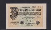 Weimarer Republik, Reichsbank, 20 Millionen Mark Ro.107g, DEU-121a, Wz. Gitter, FZ: BM, -