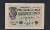 Weimarer Republik, Reichsbank, 20 Millionen Mark Ro.107f, DEU.121b, Wz. Wellen, FZ: OF, -