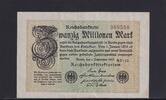 Weimarer Republik, Reichsbank, 20 Millionen Mark Ro.107f, DEU.121b, Wz. Wellen, FZ: NF, -