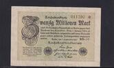 Weimarer Republik, Reichsbank, 20 Millionen Mark Ro.107e, DEU.121h, Wz. Hakensterne, FZ: RD, KN 6 stellig, -