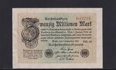 Weimarer Republik, Reichsbank, 20 Millionen Mark Ro.107e, DEU.121h, Wz. Hakensterne, FZ: PG, KN 6 stellig, -
