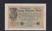 Weimarer Republik, Reichsbank, 20 Millionen Mark Ro.107e, DEU.121h, Wz. Hakensterne, FZ: NF, KN 6 stellig, -