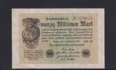 Weimarer Republik, Reichsbank, 20 Millionen Mark Ro.107e, DEU.121h, Wz. Hakensterne, FZ: MR, KN 6 stellig, -
