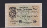 Weimarer Republik, Reichsbank, 20 Millionen Mark Ro.107e, DEU.121h, Wz. Hakensterne, FZ: HM, KN 6 stellig, -