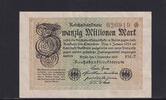 Weimarer Republik, Reichsbank, 20 Millionen Mark Ro.107e, DEU.121h, Wz. Hakensterne, FZ: FM, KN 6 stellig, -