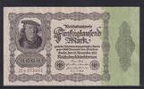 Weimarer Republik, Reichsbank, 50000 Mark Ro.79d DEU-90d, Firmendruck, Serie: N, KN braun, -