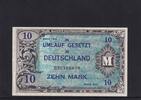 Deutschland. Alliierte Besatzung 10 Mark Ro.203a, AMB-4a, US-Druck KN 9 Stellig, mit F, -