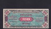 Deutschland, Alliierte Besatzung, 20 Mark Ro.204a, AMB-5a, US-Druck KN 9 stellig mit F, -