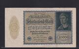 Weimarer Republik, Reichsbank, 10000 Mark Ro.69c, DEU-78c, Format 180x100mm, Firmendruck KN 6stellig, FZ: G, -