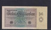 Weimarer Republik, Reichsbank, 10 Milliarden Mark Ro.113a, DEU-134a, Reichsdruck Serie: A, -