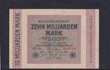 Weimarer Republik, Reichsbank, 10 Milliarden Mark Ro.114a, DEU-136f, Firmendruck, Wz. Hakensterne, KN 6stellig, FZ. GD, -