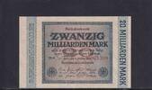 Weimarer Republik, Reichsbank, 20 Milliarden Mark Ro.115b, DEU-137g, Wz. Hakensterne, KN 6 stellig, FZ: SS, schwarzblau, -