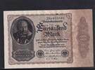 Weimarer Republik, Reichsbank, 1000 Mark Ro.81bb, DEU-92d 2, Firmendruck FZ: B, mit Bogenwasserzeichen 2, -