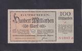 100 Milliarden Mark 1923 Deutsches Reich, Deutsche Reichsbahn, München, Reichsverkehrsministerium Zweigstelle Bayern, gebraucht III,
