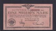 1 Million Mark 1923 Deutsches Reich, Deutsche Reichsbahn, Reichsbahndirektion Stettin, gebraucht III+,