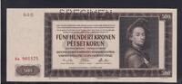 Deutsches Reich, Drittes Reich, 500 Kronen Ro.565e,ZWK-18b, mit Perforation SPECIMEN, Serie: Ea, -