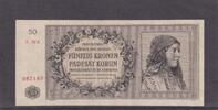 Deutsches Reich, Drittes Reich, 50 Kronen Ro.564a,ZWK-16a, ohne Perforation SPECIMEN, -