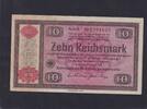 10 Reichsmark 1933 Deutsches Reich, Drittes Reich, Ro.709b, DEU-233, ohne  Perforation ENTWERTET, leicht gebraucht II, 4 Nadellöcher,