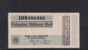 Weimarer Republik, Thüringen, 100 Millionen Mark Bauhaus, Entwurf Herbert Bayer, Serie: F, -