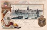 Hessen Ansichtskarte, Prägekarte, Frankfurt/Main, Der Eiserne Steg, -