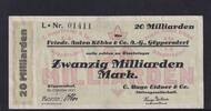 Sachsen, Göppersdorf, 20 Milliarden Mark C.Hugo Eidner & Co. auf Friedr. Anton Köbke & Co., -