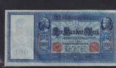Deutsches Reich, Kaiserreich, 100 Mark Ro.34b, DEU.39b, Papier hellblau, Serie: E, -