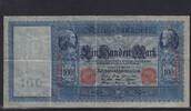 Deutsches Reich, Kaiserreich, 100 Mark Ro.34b, DEU.39b, Papier hellblau, Serie: F, -