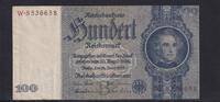Deutsches Reich, Drittes Reich, 100 Reichsmark Ro.176b, DEU-211b, Zwischenform, Udr.-Bst. B Serie: W, -