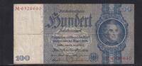 Deutsches Reich, Drittes Reich, 100 Reichsmark Ro.176b, DEU-211b, Zwischenform, Udr.-Bst. G Serie: M, -