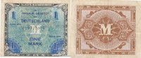 Deutschland, Alliierte Besatzung, 1 Mark Ro.201a US-Druck KN 9 stellig mit Geheimzeichen F, -