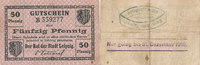 Deutsches Reich, Sachsen, 50 Pfennig Leipzig, Stadt, mit Stempel Kom.Arb.Jugend Mitteldeutschland Wirtschaftsbezirk, -