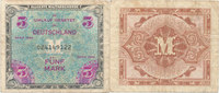 Deutsches Reich, Alliierte Besatzung, 5 Mark, Ro.202a US Druck mit F, KN 9 stellig, -