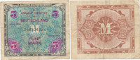 Deutsches Reich, Alliierte Besatzung, 5 Mark, Ro.202a US Druck mit F, KN 9 stellig, -